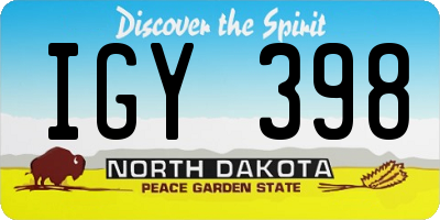 ND license plate IGY398