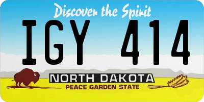 ND license plate IGY414
