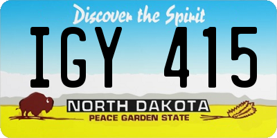 ND license plate IGY415