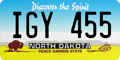 ND license plate IGY455