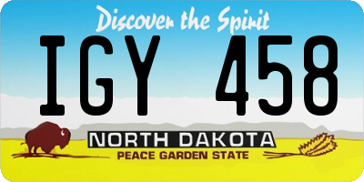 ND license plate IGY458