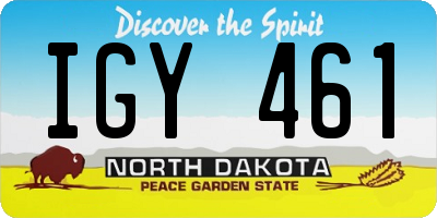 ND license plate IGY461