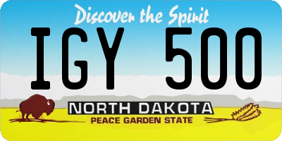 ND license plate IGY500