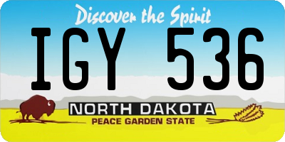 ND license plate IGY536