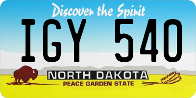 ND license plate IGY540