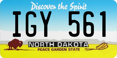 ND license plate IGY561