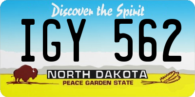 ND license plate IGY562