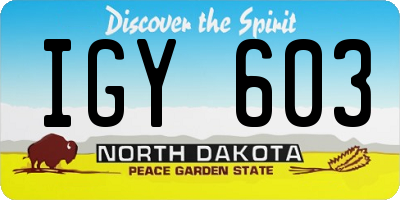 ND license plate IGY603