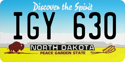 ND license plate IGY630