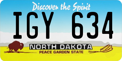 ND license plate IGY634