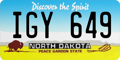 ND license plate IGY649