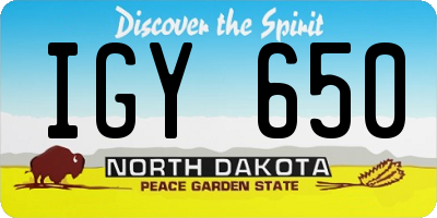 ND license plate IGY650
