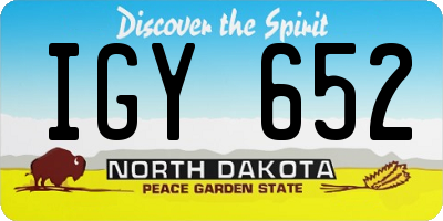 ND license plate IGY652