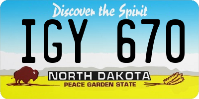 ND license plate IGY670