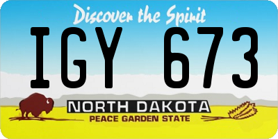 ND license plate IGY673