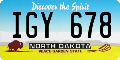 ND license plate IGY678