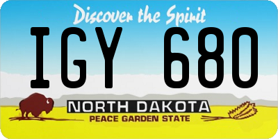 ND license plate IGY680