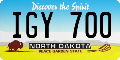 ND license plate IGY700