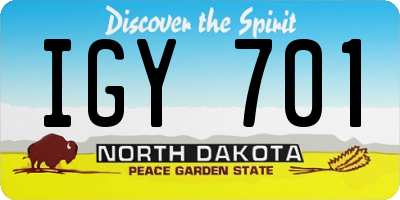 ND license plate IGY701