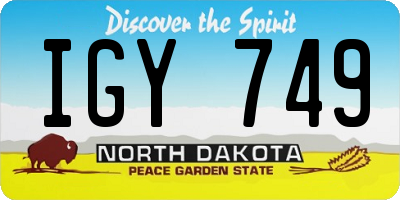 ND license plate IGY749
