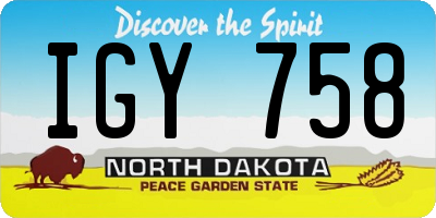 ND license plate IGY758