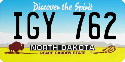 ND license plate IGY762