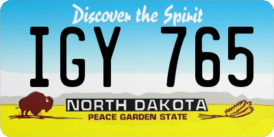 ND license plate IGY765