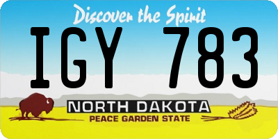 ND license plate IGY783
