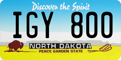 ND license plate IGY800