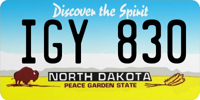 ND license plate IGY830