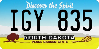 ND license plate IGY835
