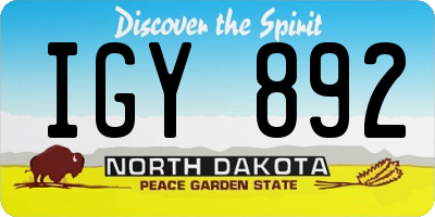 ND license plate IGY892
