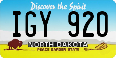 ND license plate IGY920