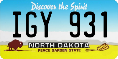 ND license plate IGY931
