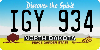 ND license plate IGY934
