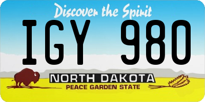 ND license plate IGY980