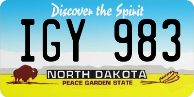 ND license plate IGY983