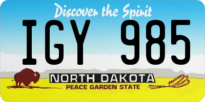 ND license plate IGY985