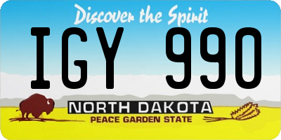 ND license plate IGY990