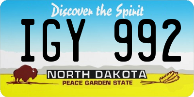 ND license plate IGY992