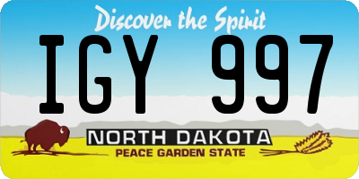 ND license plate IGY997