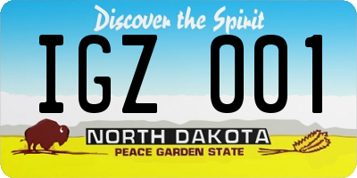 ND license plate IGZ001