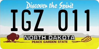 ND license plate IGZ011