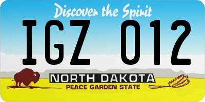 ND license plate IGZ012