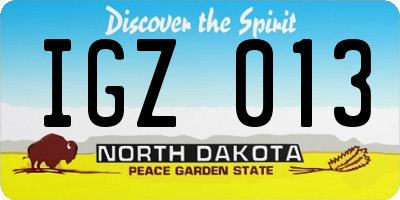 ND license plate IGZ013