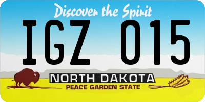 ND license plate IGZ015
