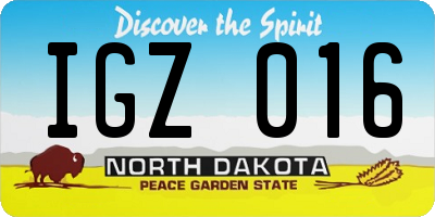ND license plate IGZ016