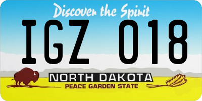 ND license plate IGZ018