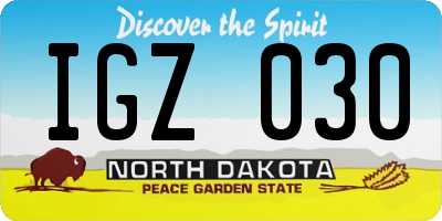 ND license plate IGZ030