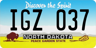 ND license plate IGZ037
